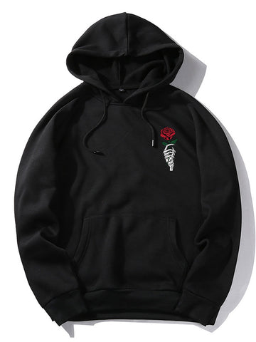 Rose Skull Hand Print Hoodie